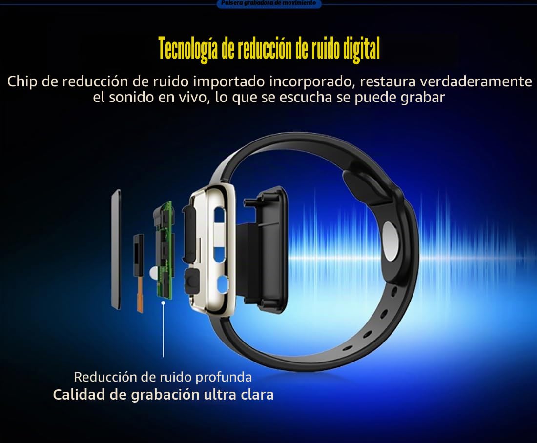 Reloj Grabador De Voz Digital,Mini Grabadora De Voz, Pulsera De Grabación De Audio De Voz Con Cancelación De Ruido, 30 Días En Espera, Formato De Grabación WAV Con Auriculares Para Clase, Reunión ( Co