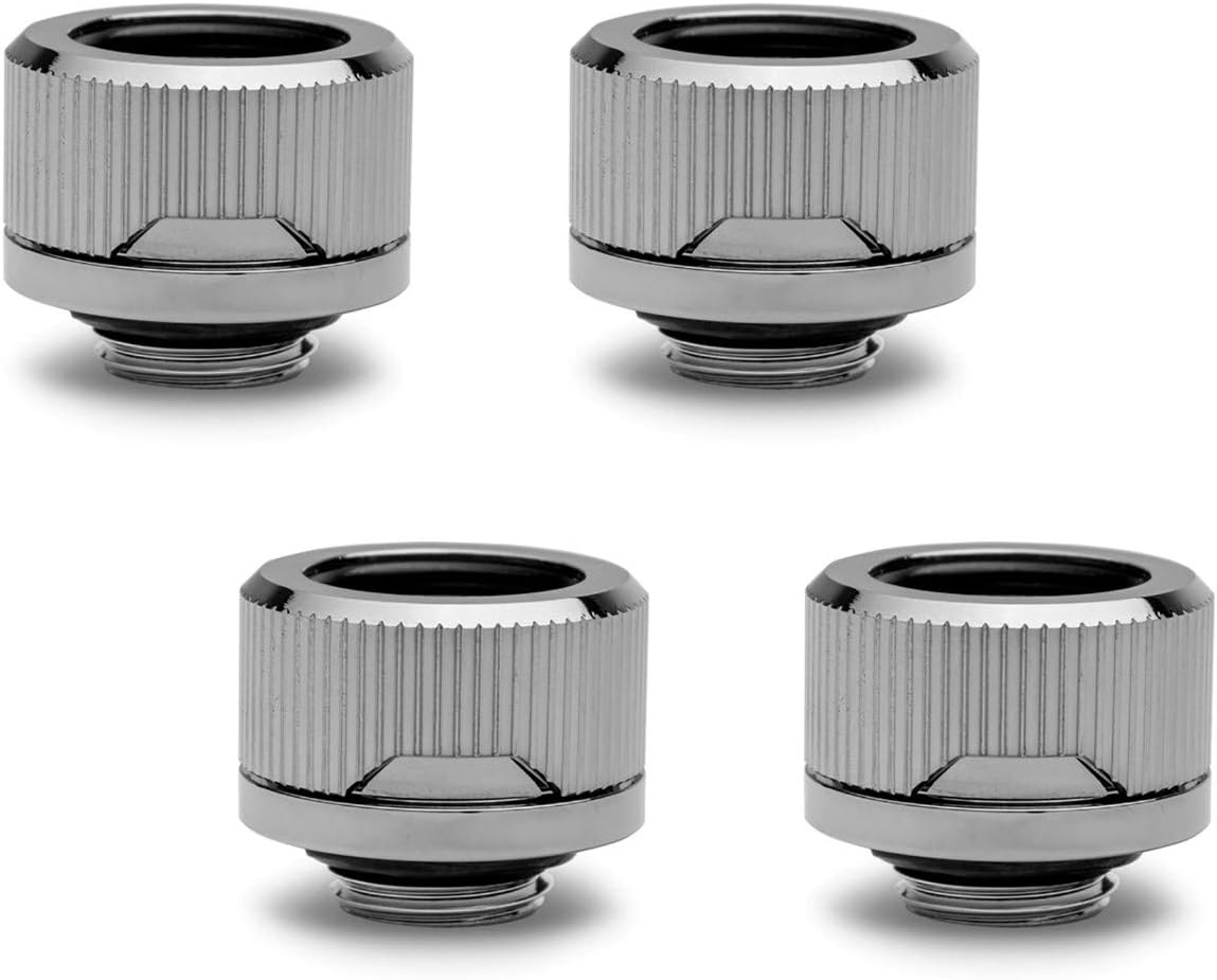 EKWB EK-Quantum Torque HDC-16 Compression Fitting for EKWB Rigid Tubing, 16mm OD, Black Nickel, 4-pack