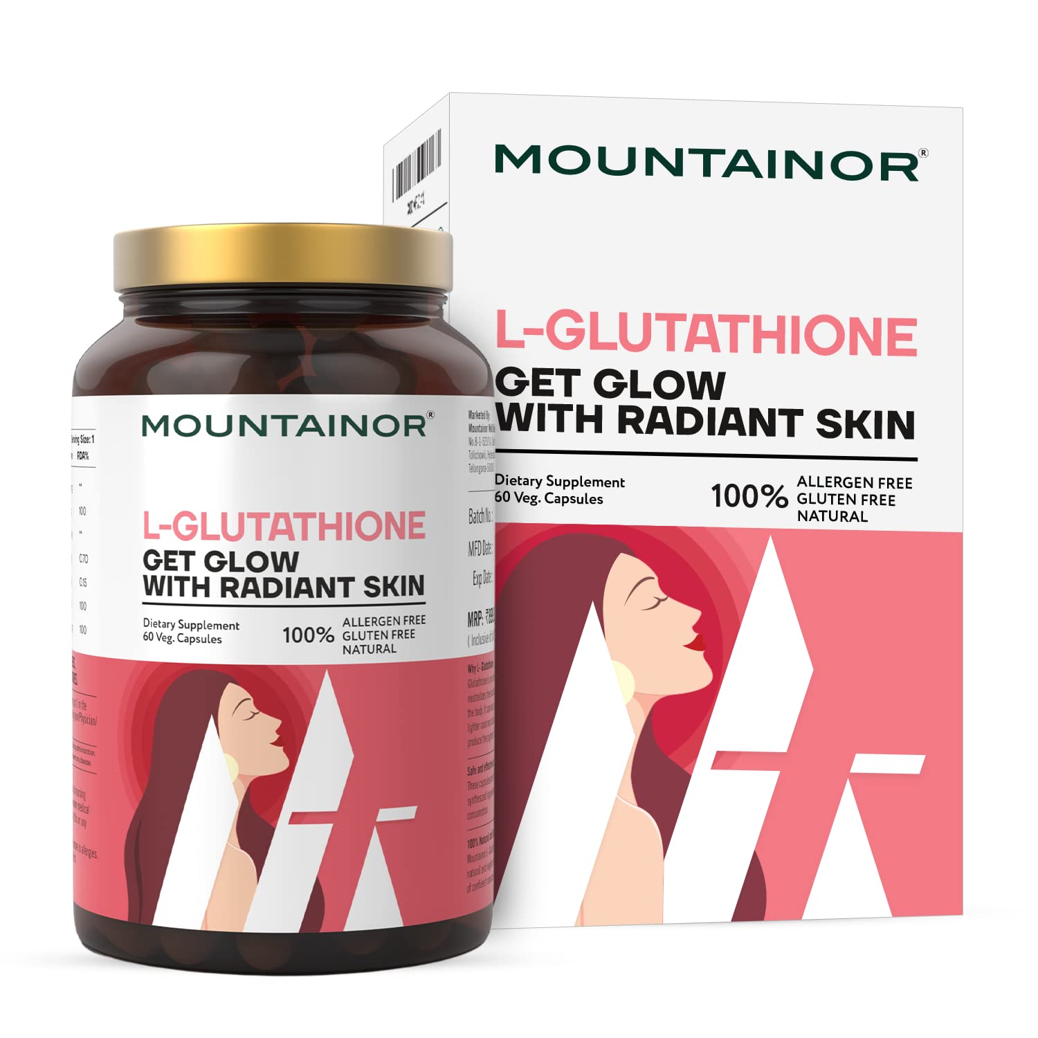 mountainor L Glutathione 1000Mg For Healthy,Brightening&Radiant Skin (60  Veg Caps) For Men&Women With Vitamin C,Biotin. Helps Reducing  Melanin,Clearance,Glowing Skin. Natural&Gluten Free( Pack Of 2) :  Amazon.in: Health & Personal Care