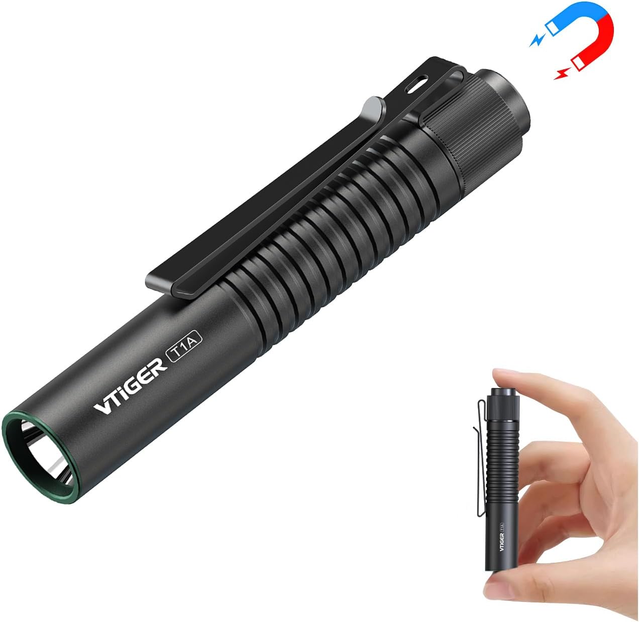 VTIGER T1A Mini Pocket EDC Flashlight with Clip