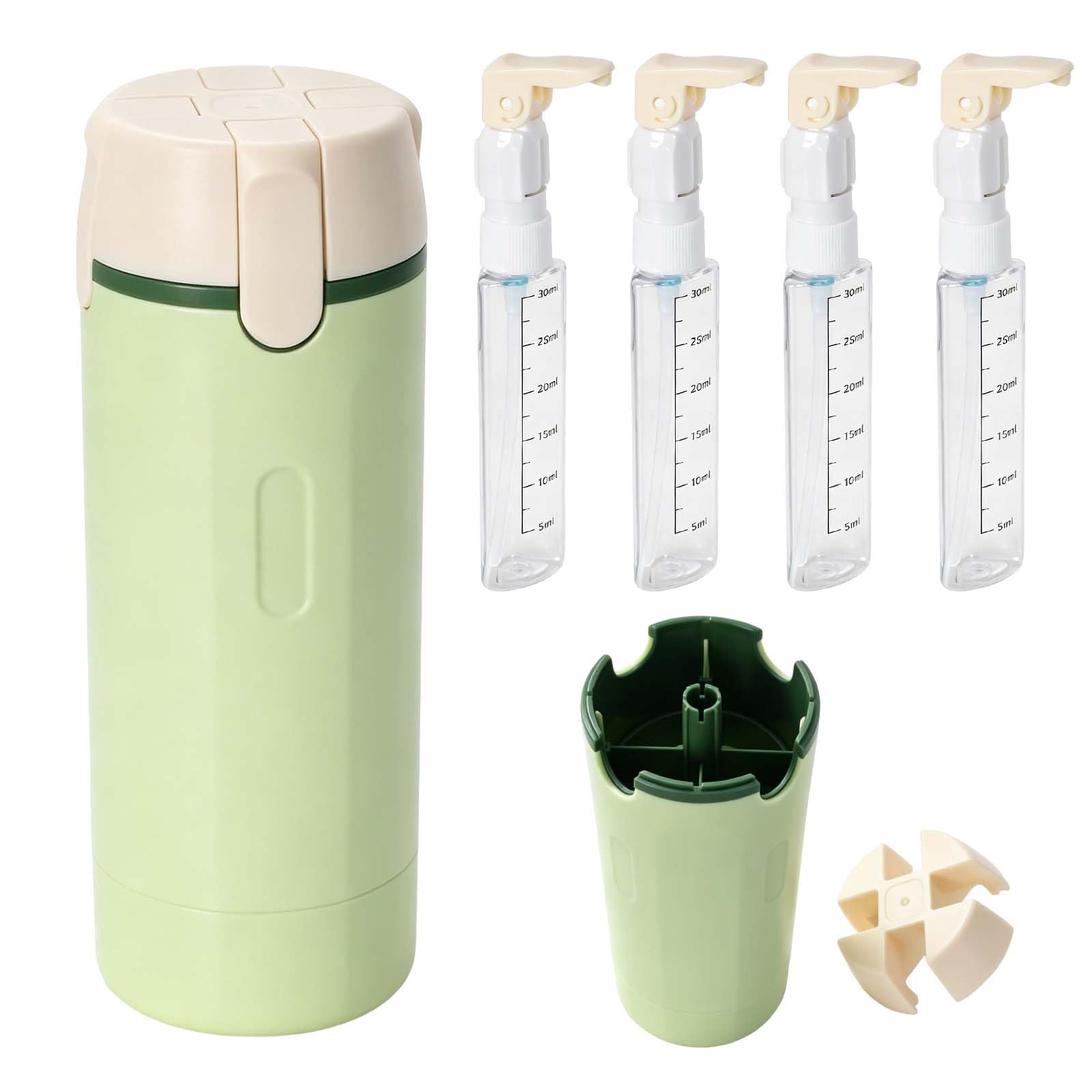 Merzio Men's Green Travel Bottle Dispenser, Leak Proof Refillable Travel Bottles For Toiletries, Portable Travel Dispenser Bottle Labels And Scale For Shampoo, Lotion, Conditioner