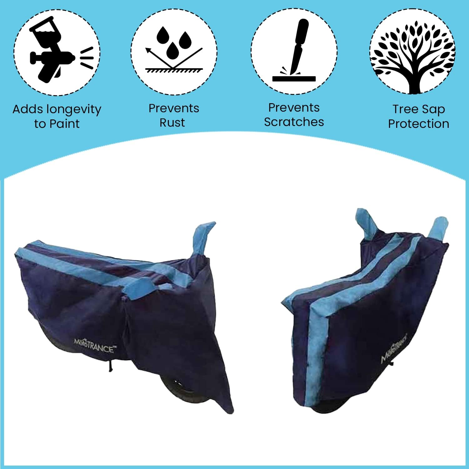 MoTotrance Aqua Water Resistant Bike Cover for Hero Xtreme Sports | 99.9% Water Resistant & Dustproof | Mirror Pockets | Anti Scratch | Interlock Stitching | Buckle Belt | Two Wheeler Cover 1