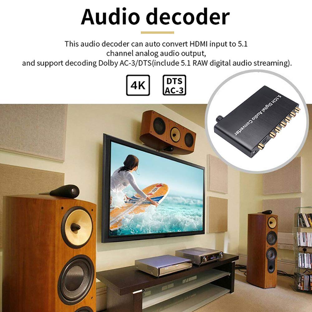 Decodificador de Audio, el convertidor de Audio Digital de 5.1 Canales con Entrada de decodificador SPDIF a convertidor de Audio Digital de 5.1 Canales Compatible con Dolby AC-3 DT