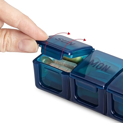 Miniatura 2 de Hydra Cup [Paquete de 4] Organizador semanal de píldoras y planificador de vitaminas, paquete económico de caja de medicina móvil extragrande,