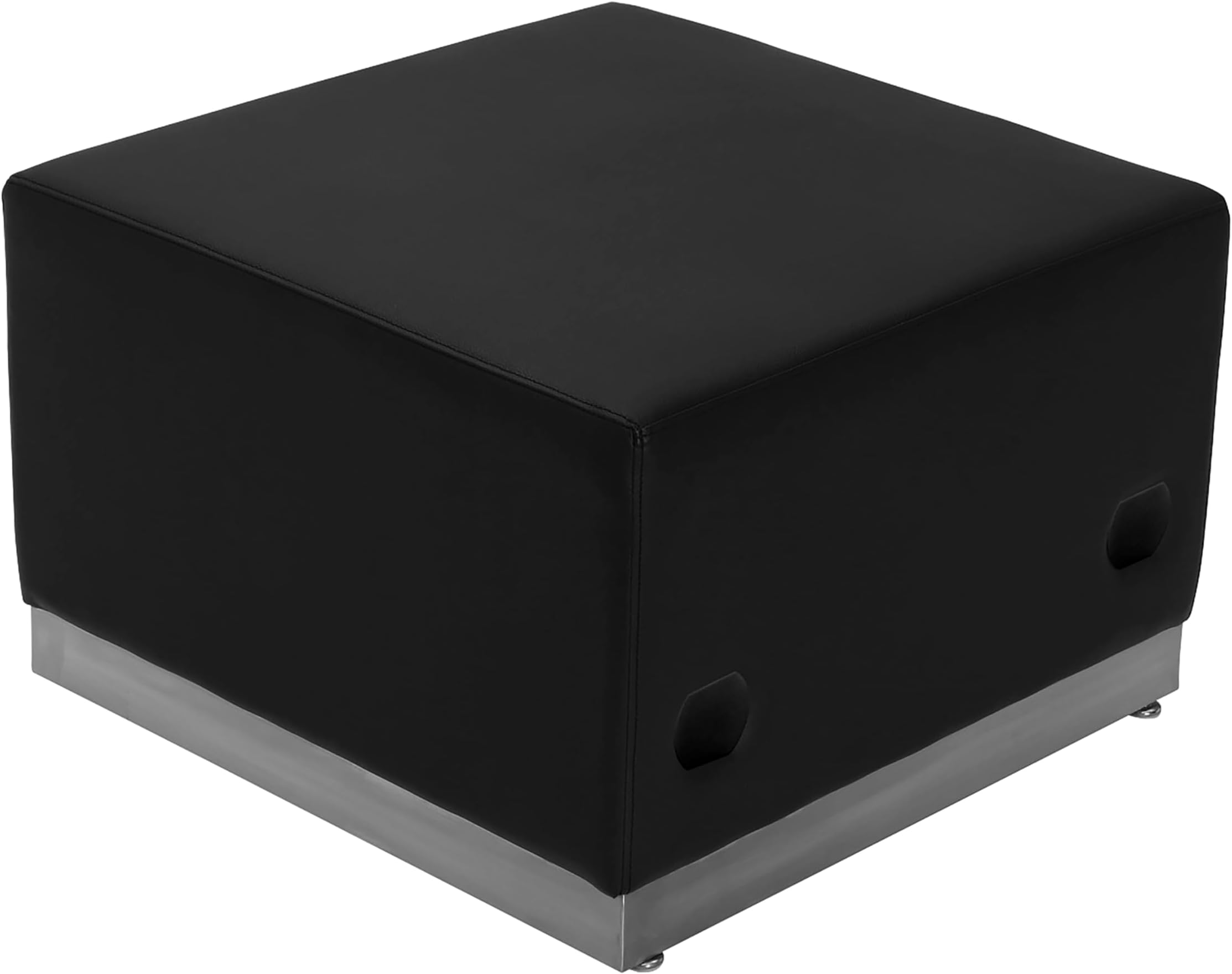 Flash FurnitureHERCULES Alon Series Black LeatherSoft Ottoman with Brushed Stainless Steel Base