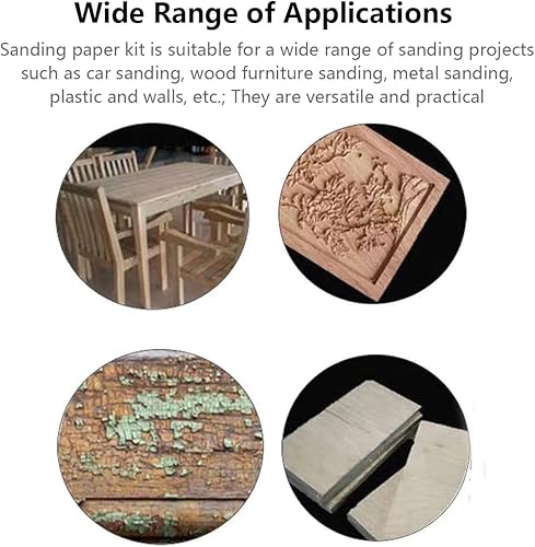 Miniatura 4 de Kit de papel de lija de 60 piezas para mini lijadora de 3.5 x 1 pulgada con mango de lijadora, mini papel de arena, grano surtido de 60, 80, 120,