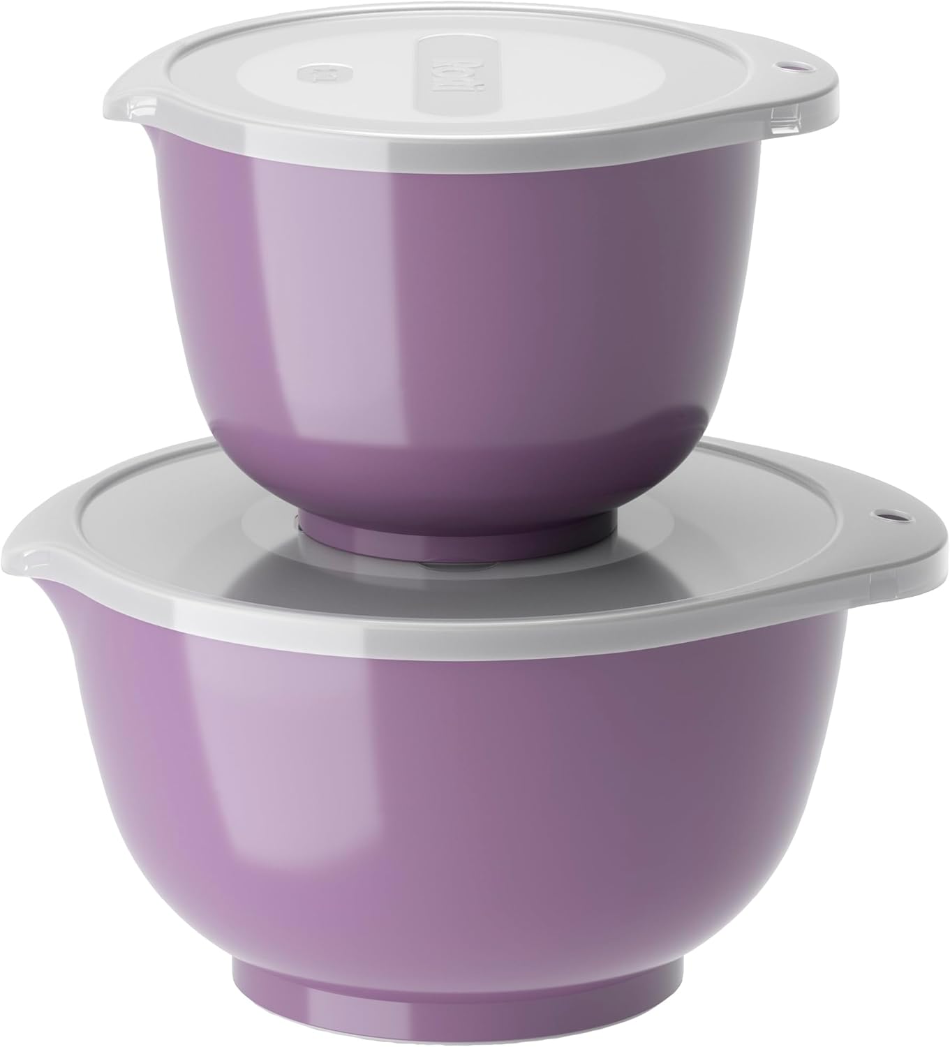 Rosti Margrethe Bowl Set, Mixing Bowl Set, 4-Piece with 2 Mixing Bowls and 2 Lids, Dough Bowl Made of Recyclable Plastic, 1.5 Litres and 3 Litres, Curry