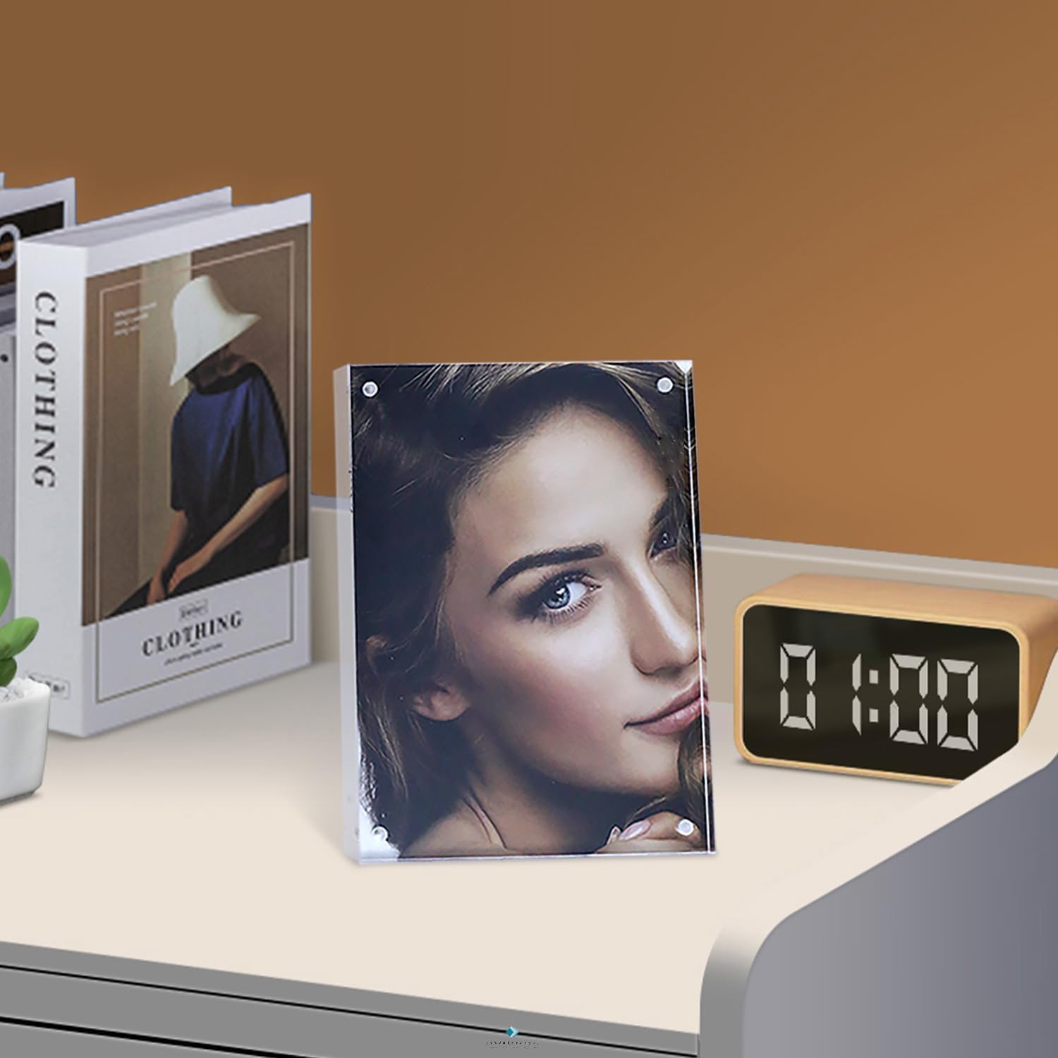 Acrylic Picture Frame 3 Pack, 6x8 Photo Frames , 20% Thicker Block Clear Picture Frames, Double Sided Magnetic Acrylic Frameless, Freestanding Transparent Square Frame, Gifts for Women Mom Grandma Father Girlfriend Sister