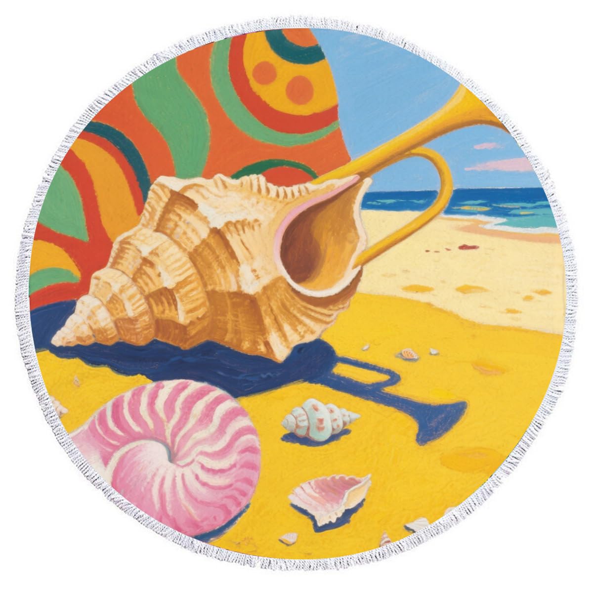 1/2PACK 145 cm Conchina di Asciugamani Rotondi in Microfibra, Asciutto rapido, Sabbia, Asciugatura Rapida per Campeggio, Palestra, Nuoto, Spiaggia