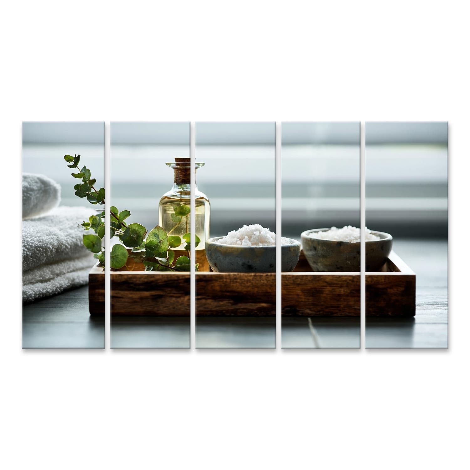 islandburner Bild auf Leinwand Entspannendes Wellness-Tablett mit Badesalzen für Ihr Badezimmer Für Genießer - 5-teilig XXL