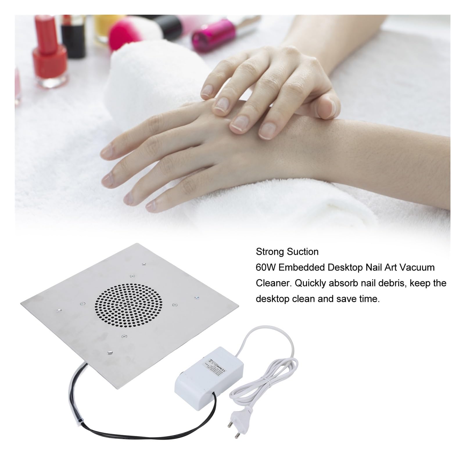 Profesjonalny odkurzacz do paznokci, Odkurzacz do paznokci o mocy 60 W. Lekki, mocny odsysacz do paznokci, o dużej mocy. Akcesoria do paznokci Do manicure w salonie lub w domu