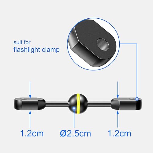 Miniatura 4 de Seafrogs - Sistema subacuático de aleación de aluminio, cabeza de bola conectora, brazo de bolas dobles de aleación de aluminio para luz