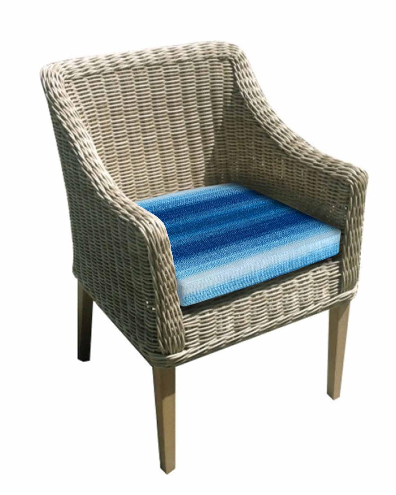 2 Pack Blue Ombre Stripes Waterproof Cushion Covers with Ties, Outdoor Patio Chaise Lounge Chair Seat Cushion Slip Covers Replacement(Only Cover) Modern Gradient Abstract Texture 22