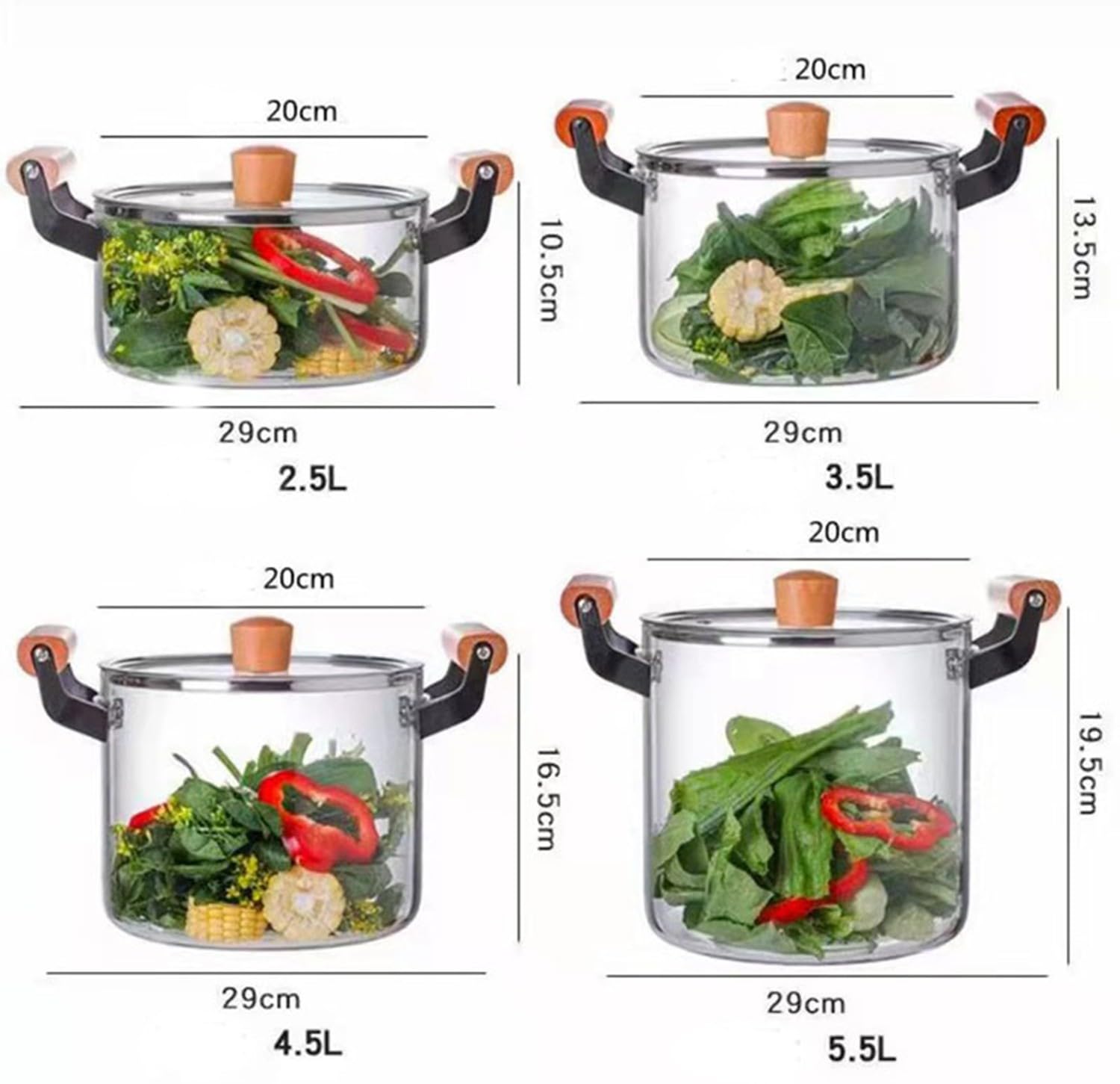 Żaroodporny Szklany Garnek Do Gotowania Z Pokrywką I Uchwytem, 5,5 L, Do Zup, Owsianki, Makaronu I Mleka，4.5L
