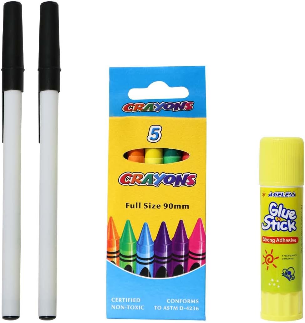 16 Piece Bulk School Supplies Kits - Pens, Pencils, Crayons, and More - Value Pack of 48 Kits - Essential Box of School Supplies for Elementary, Middle, and High School Students