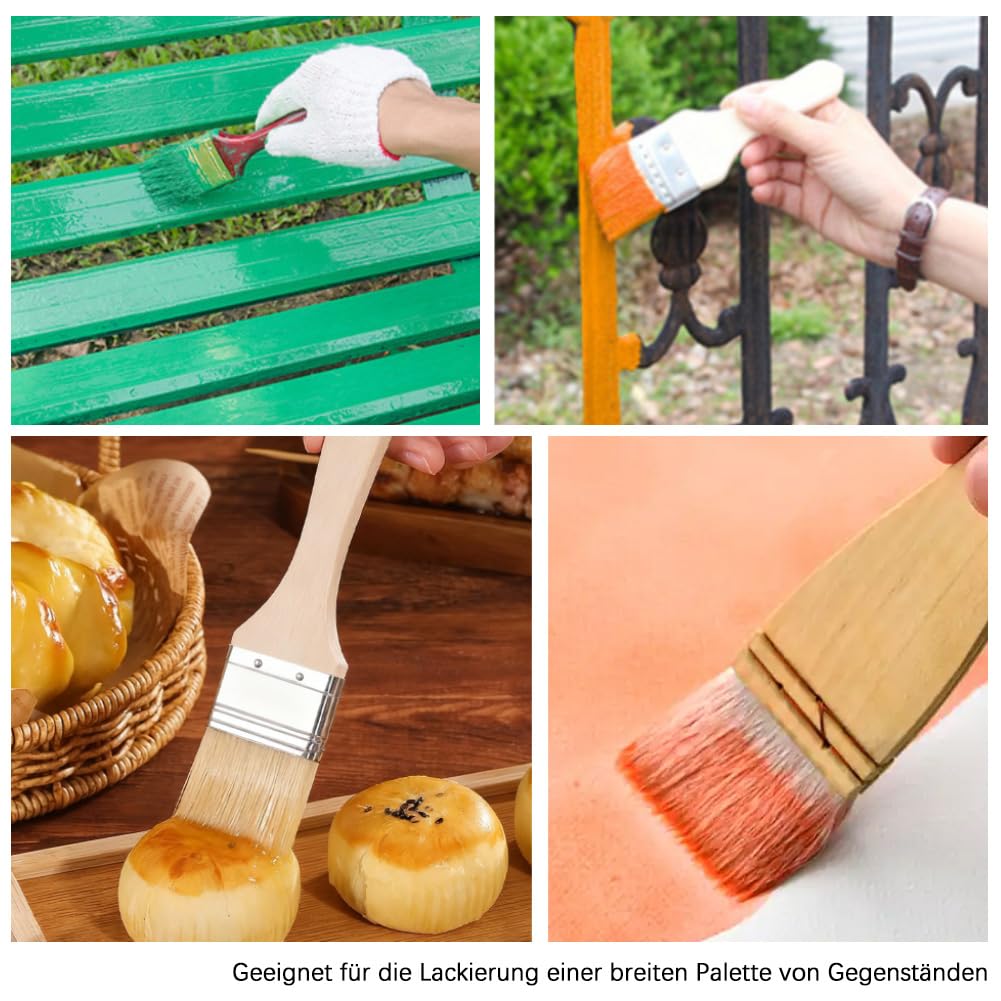 Lot de 10 pinceaux plats de 20,3 cm - Pinceau à lasure - Pinceau de peinture - Avec manche en plastique - Brosse manuelle pour le décapage - Pour murs, clôtures, balustrades en bois