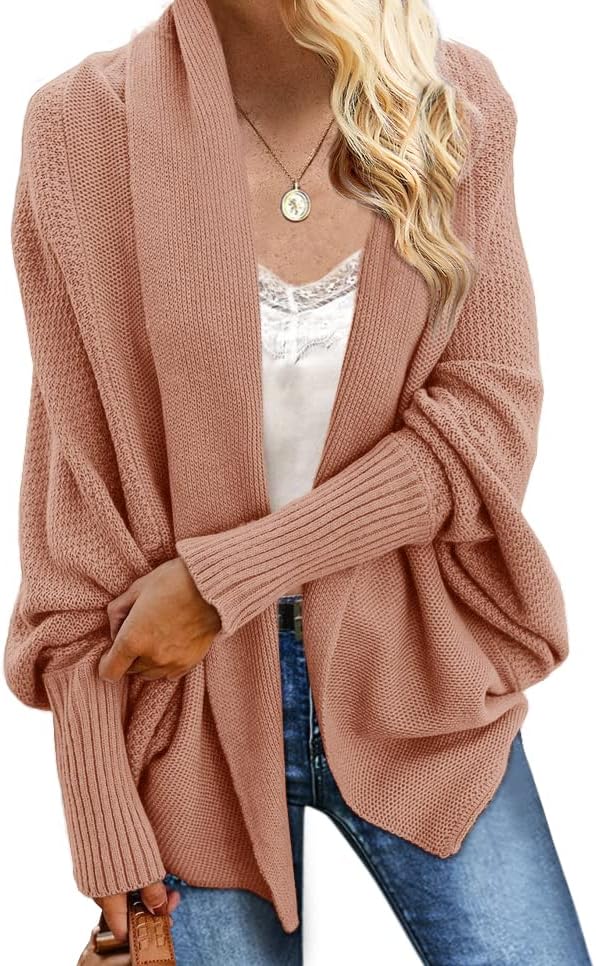 Imily Bela Women's Kimono Batwing Cable Knitted Slouchy Oversized Wrap Cardigan Sweater