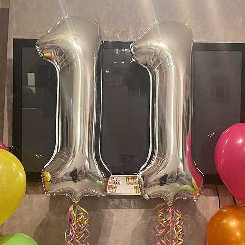 Vista 41 de Globos plateados con el número 40, globos de 40 pulgadas, globos de aluminio de Mylar de 40 pulgadas para fiesta de cumpleaños de 40 años, S-número