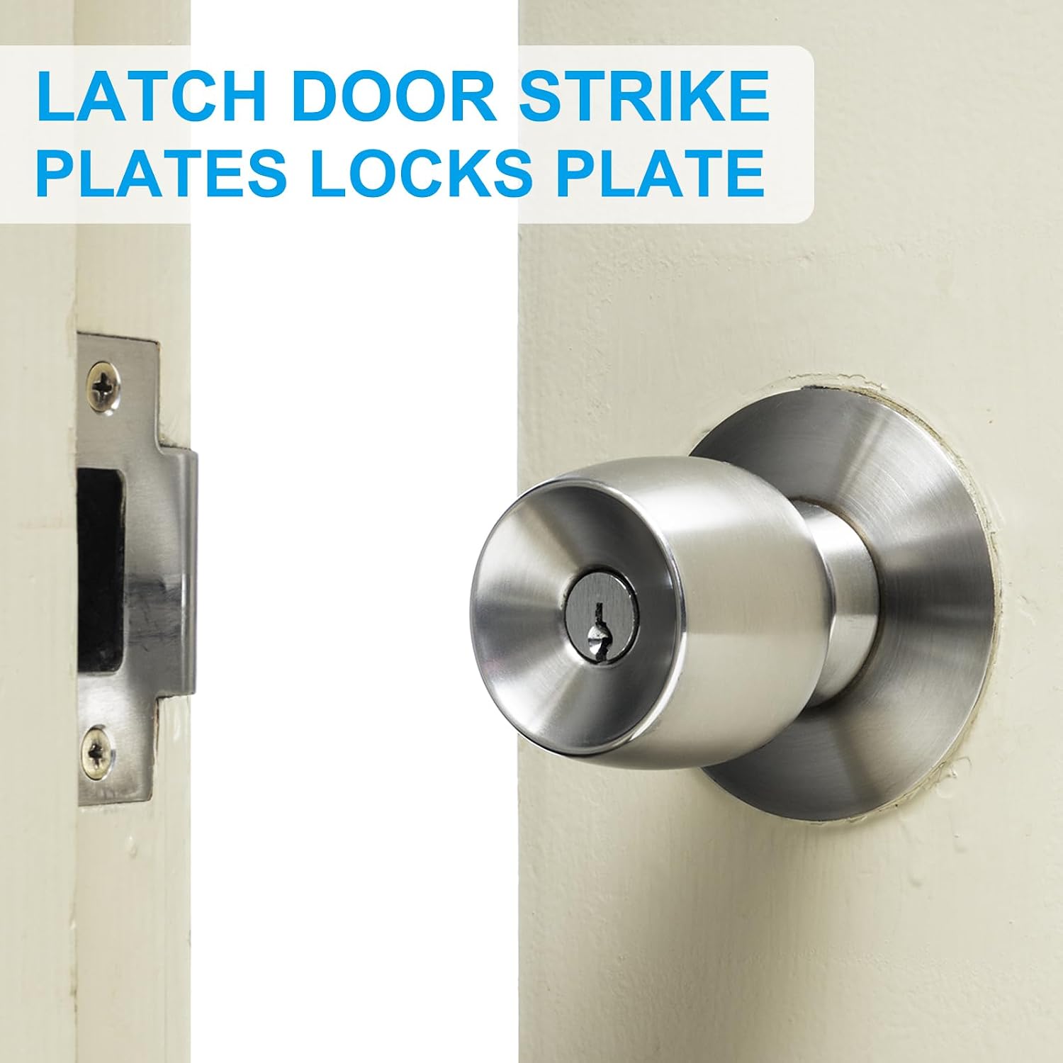 MECCANIXITY Door Deadbolt Strike Plates Stainless Steel T Cam Block Door Locks Latch Strike Plate for Exterior Door Reinforce Security Gold Pack of 2