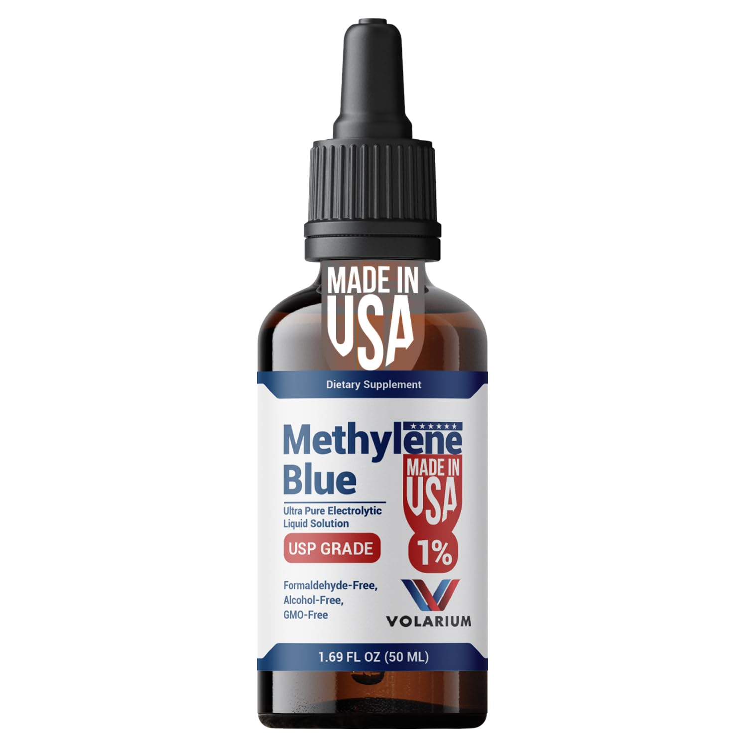 VOLARIUM Methylene Blue 50 ml, Made in USA,%1 USP Grade, Enhanced Liquid Solution for Increased Absorption, Gluten Free