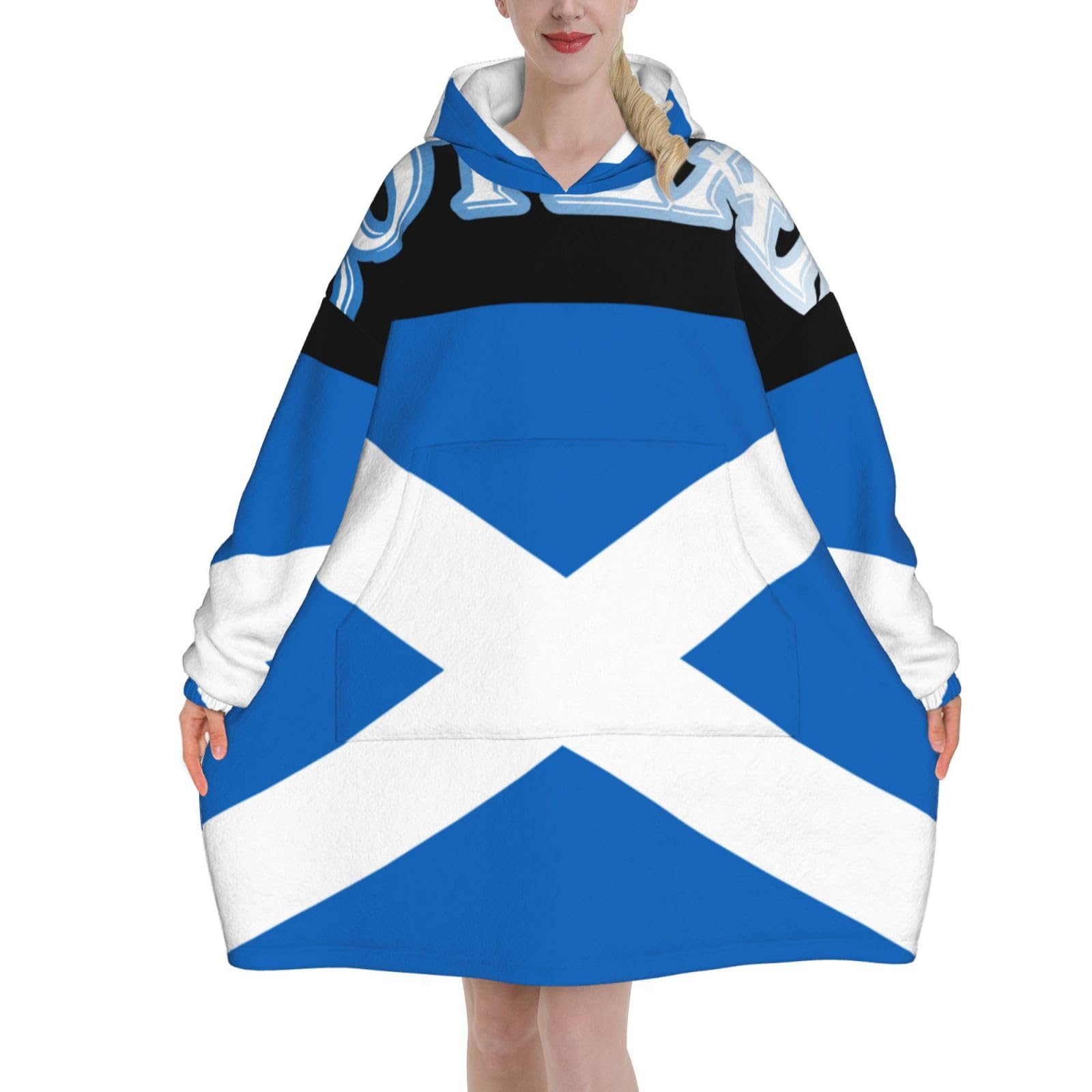 Peiyeety Unisex Scotland Flag Blanket Hoodies For Women And Men Adult Oversize Wearable Blanket Hoodies For Soft And Warm