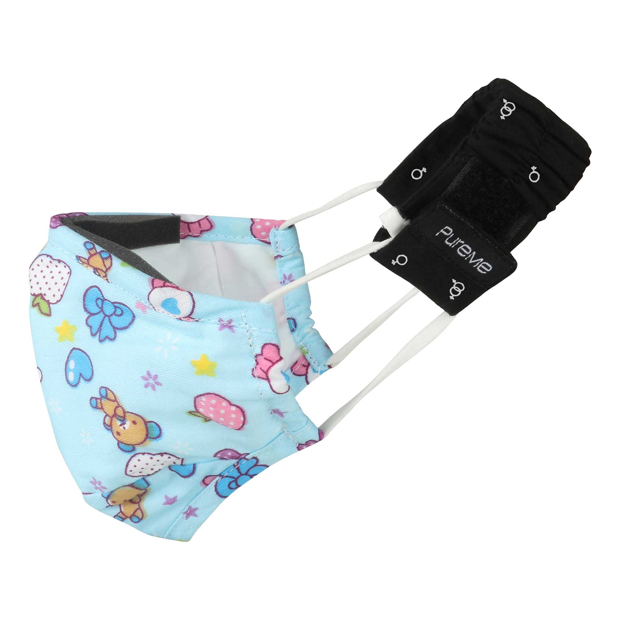 PureMe Kids Cotton Reusable N95 Anti Pollution Cloth Mask with 2 PM2.5 Filters and Detachable Head Band (Teddy Print, Medium, without Valve) (B08YDQ2X9W) Amazon Price History, Amazon Price Tracker