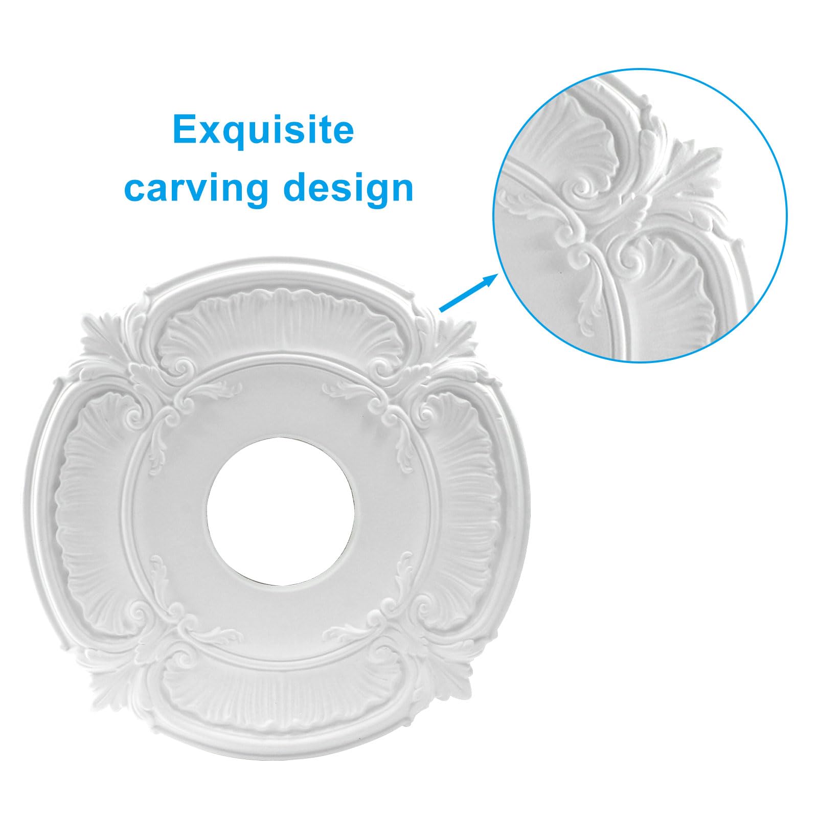 2 Pack 12 Inch PU Ceiling Medallion White Decorative Trim Ring — Amazon image 4