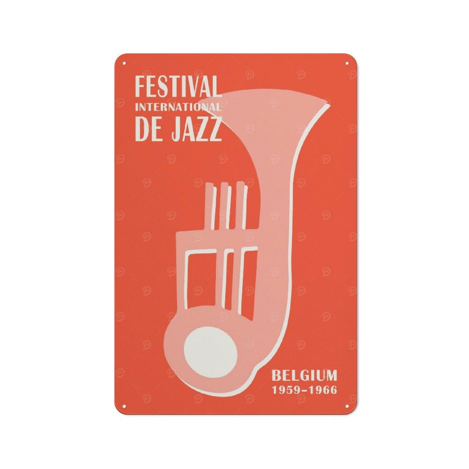 Junmoney Style-12 Garage Style Decorative Metal Plaque 30X20cm Featuring Festival De Jazz Belgium, Garage Wall Decor For Garage, Workshop, Shed Or Utility Room