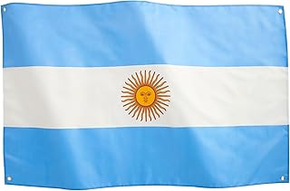 علم الارجنتين الوطني 3 × 5 من رونيسول، 91 × 152 سم، لافتة الارجنتين، 4 فتحات، حلقات نحاسية في كل زاوية، لكأس العالم، دعم الارجنتين، اعلام فاخرة، مقاومة للماء، للاستخدام الداخلي والخارجي