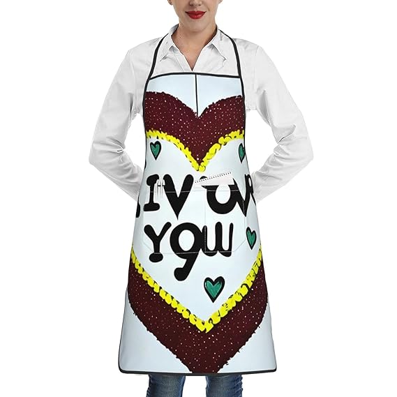 MYGANN Love Confessions Unisex Waterproof Stain Resistant Apron With Pockets For Kitchen Restaurant Hotel Barbecue, White, One Size