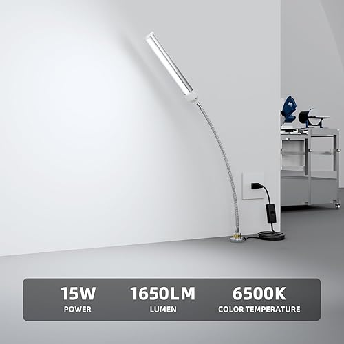 Miniatura 3 de Luz de trabajo magnética LED, 15 W de alto brillo, lámpara de cuello de cisne flexible con base magnética fuerte para torno de fresado de taladro