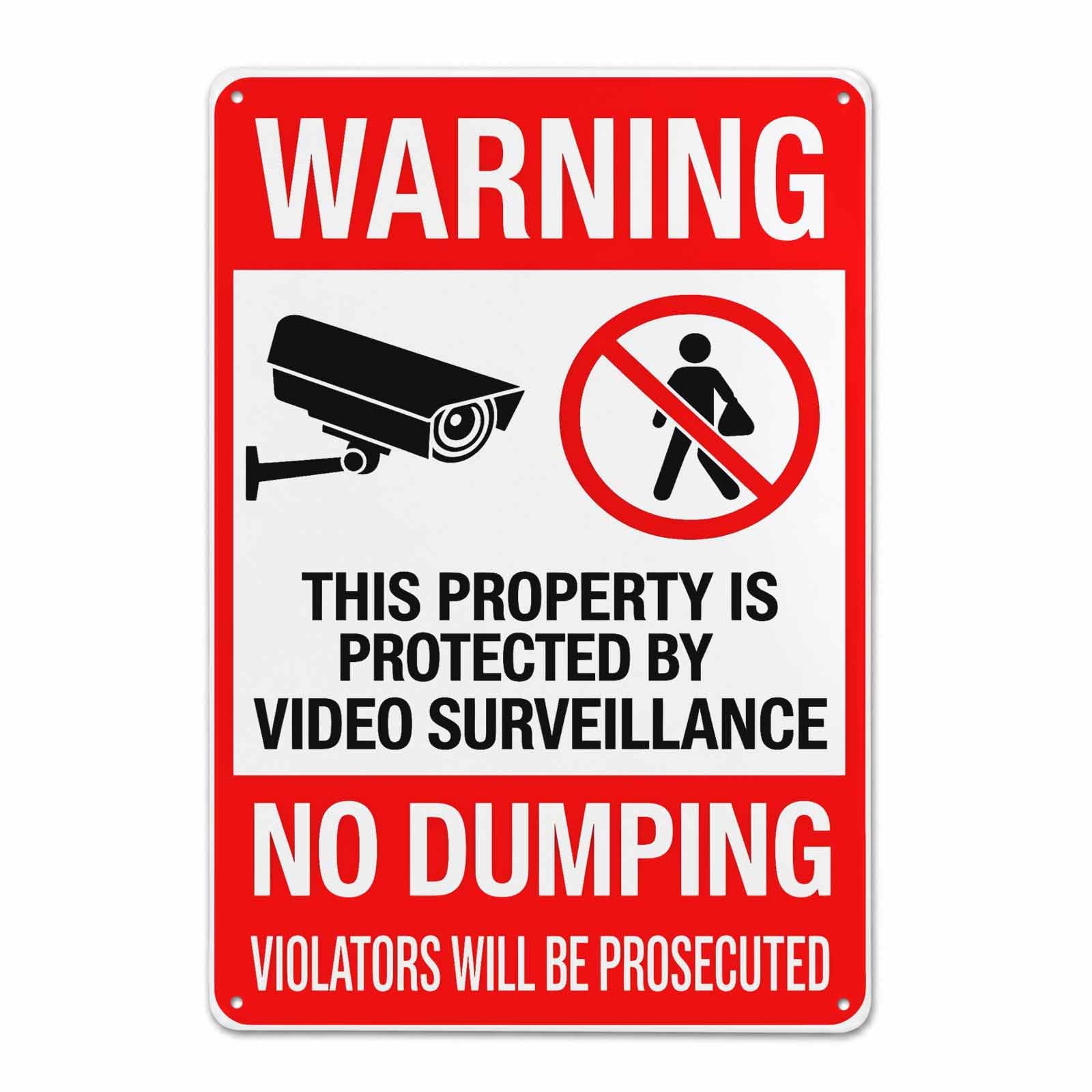Gsrony Boys Type21 No Dumping Video Surveillance Vintage Metal Tin Sign 8X12,Waterproof