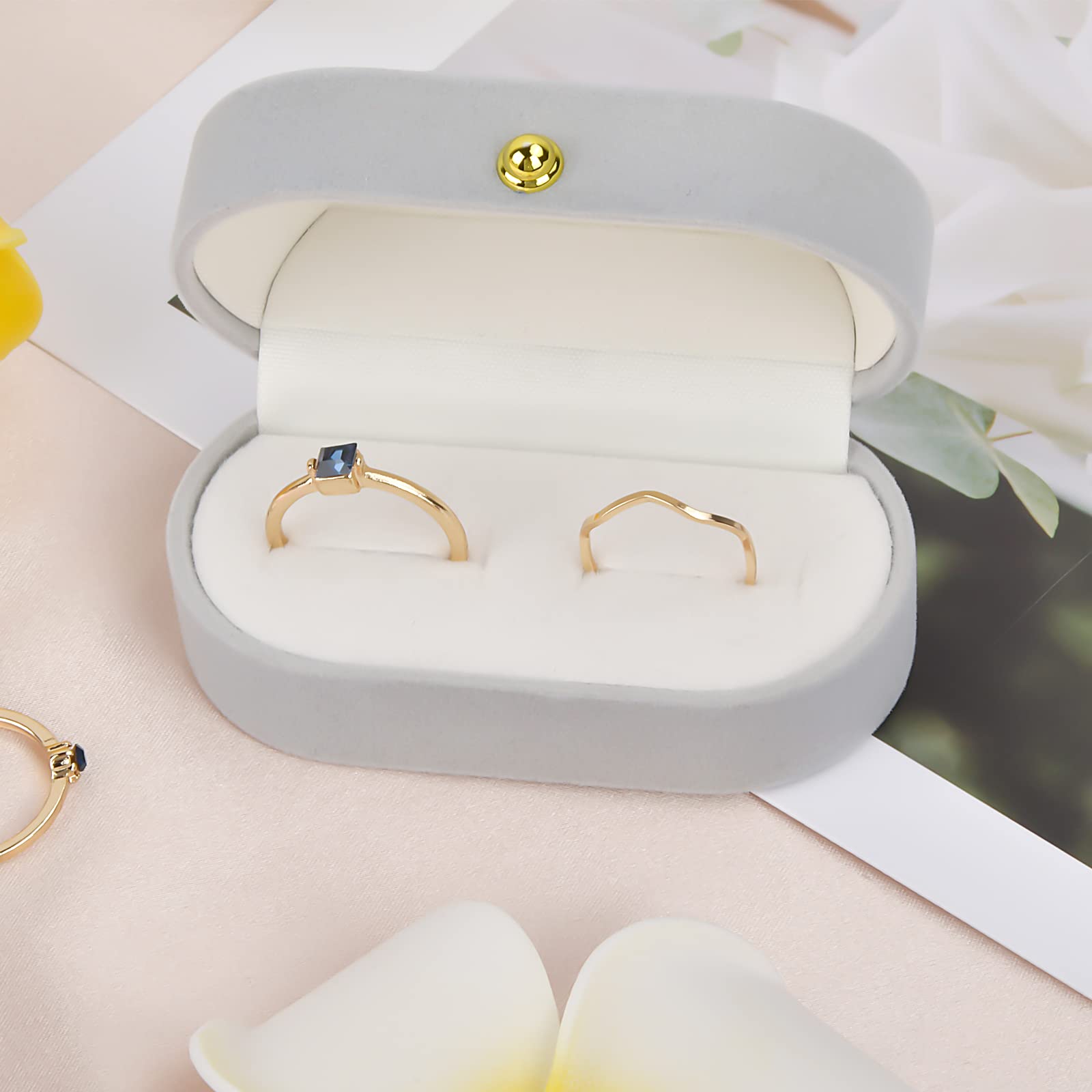 Scatola Porta Anelli In Legno Di Noce - Doppia Fessura Per Matrimonio O Anniversario - Con Finestra Acrilica - Foto 2