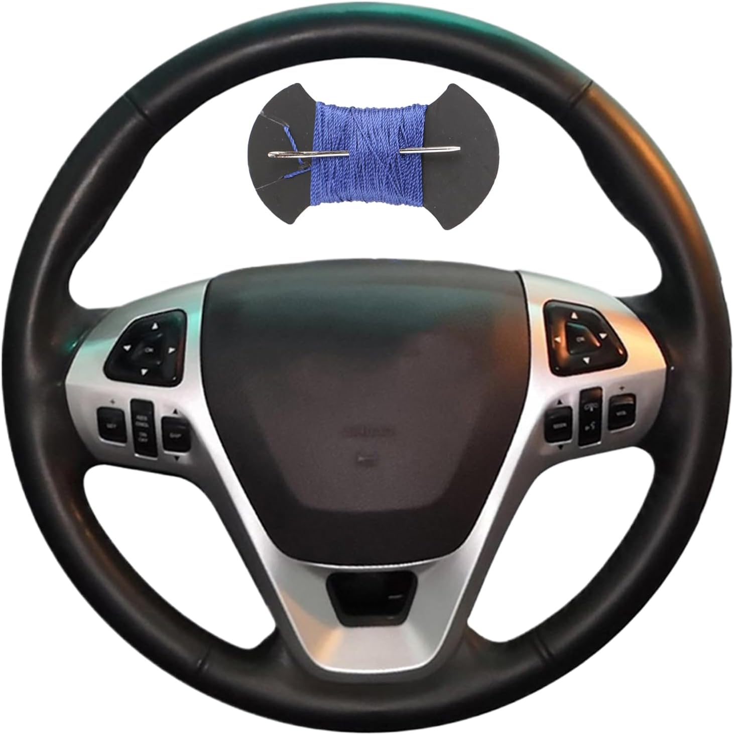 Leather Steering Wheel Cases Car Steering Wrap Stitch Steering Wheel Cover Fit for Ford Explorer SUV 2011-2015 Ford Edge 4dr SUV 2011-2014 Ford Taurus Sedan 2013-2018,Blue