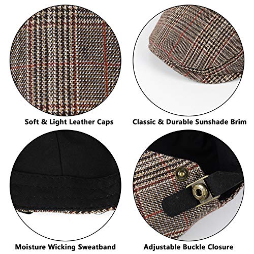 Docila British Plaid Golf Flat Ivy Cap For Men Women Packable Lightweight Duckbill Hats Fashion Spring Beret Caps (Coffee) #TOP2