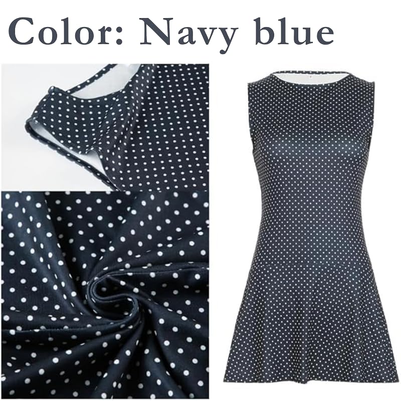 Image of Polka Dot Mini Dress for Women Sleeveless Tank Halter Dress Vintage Downtown Girl Clothes Party Going Out