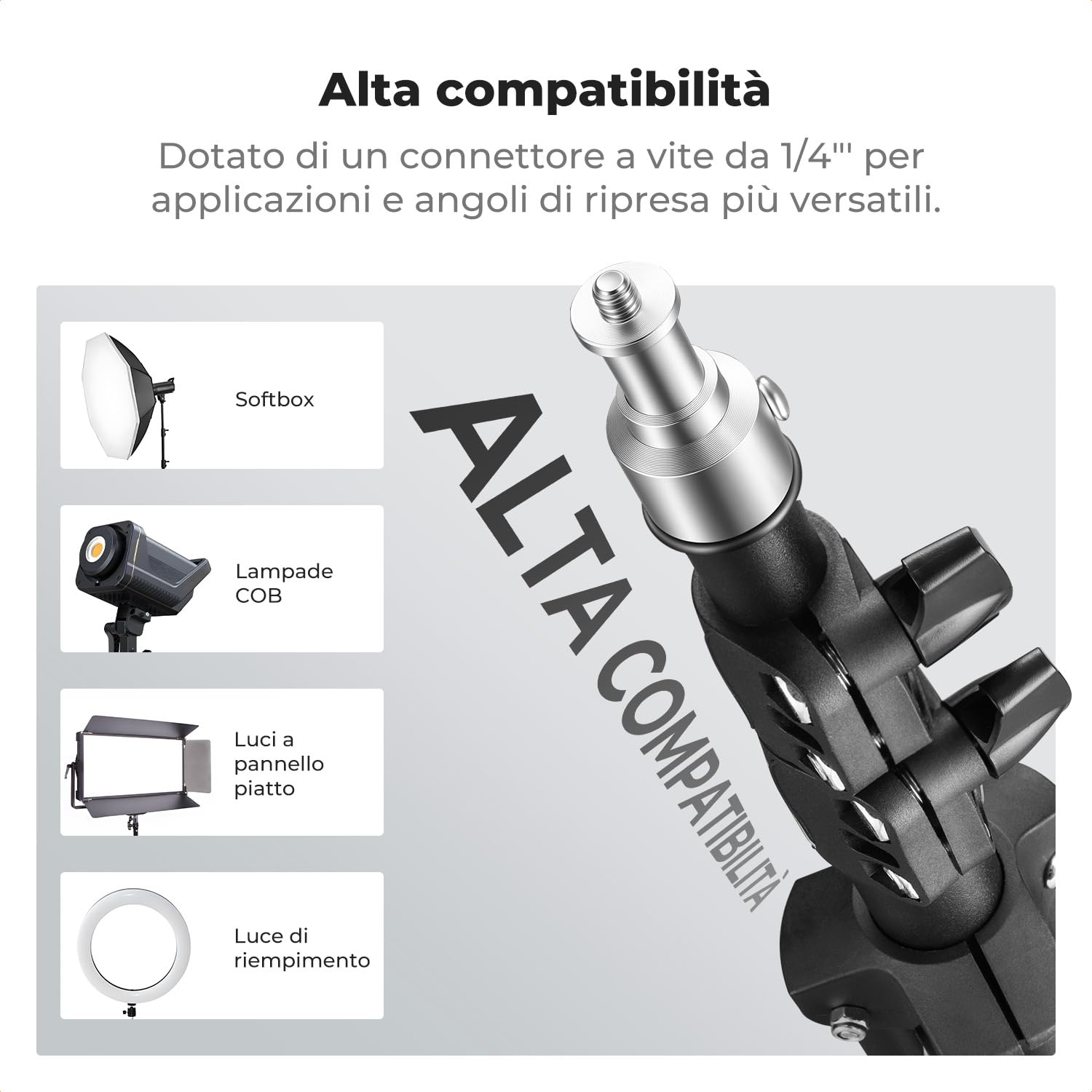 K&F CONCEPT Treppiede per fotografia, 2 m, portatile, estensibile, per foto e video, con vite da 1/4" per illuminazione, luce stroboscopica, webcam, fotocamere, softbox, con custodia