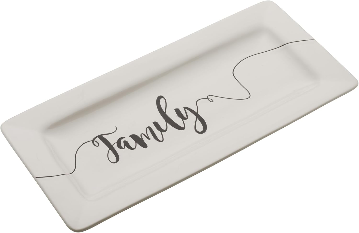 Pfaltzgraff White Ceramic Sentiment Serving Platter, Family, 15.5x7.5x1 Inch
