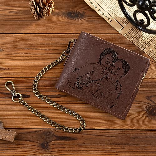 Father's Day Gifts Wallet for Men Chain Wallet Retirement Gifts for Men Custom Wallets for Men with Name Personalized Photo Wallet Gifts for Grandfather Dad Father4