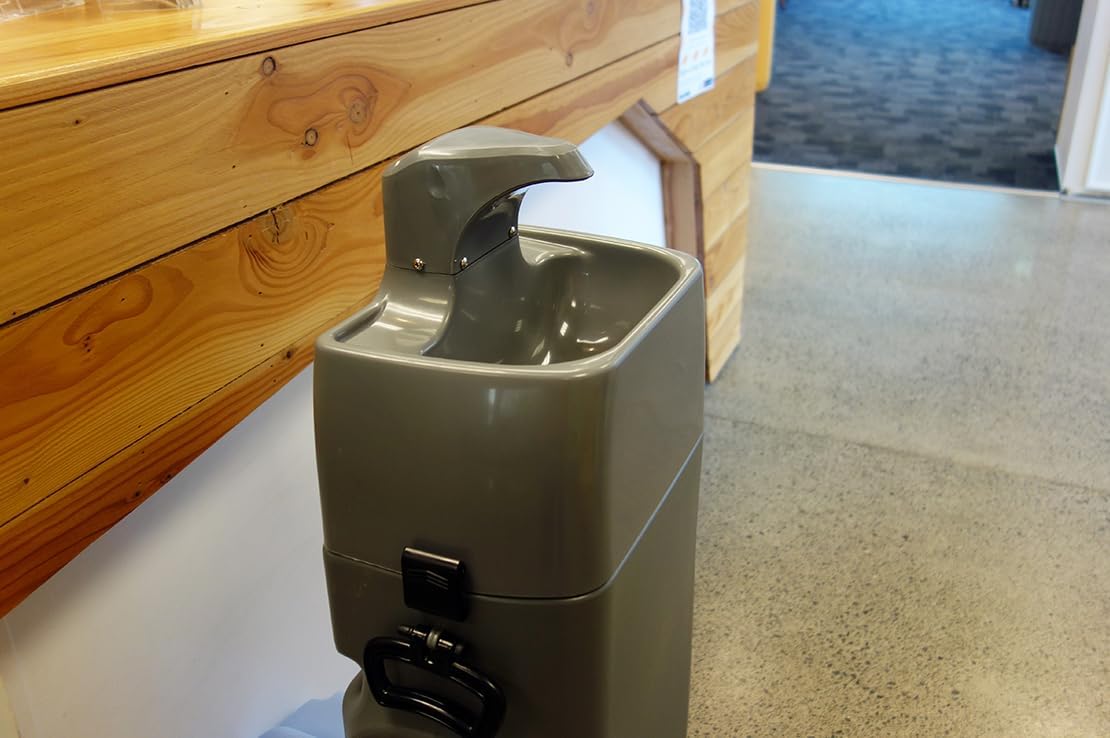 Ozark River Portable Sinks EcoGo Portable Hand Washing Station Set (2 units) w/Double Portable Sink & Wall Mounting Setups, Foot Pump, 13-Gallon Capacity Each, Camping Portable Hand Washing Sink