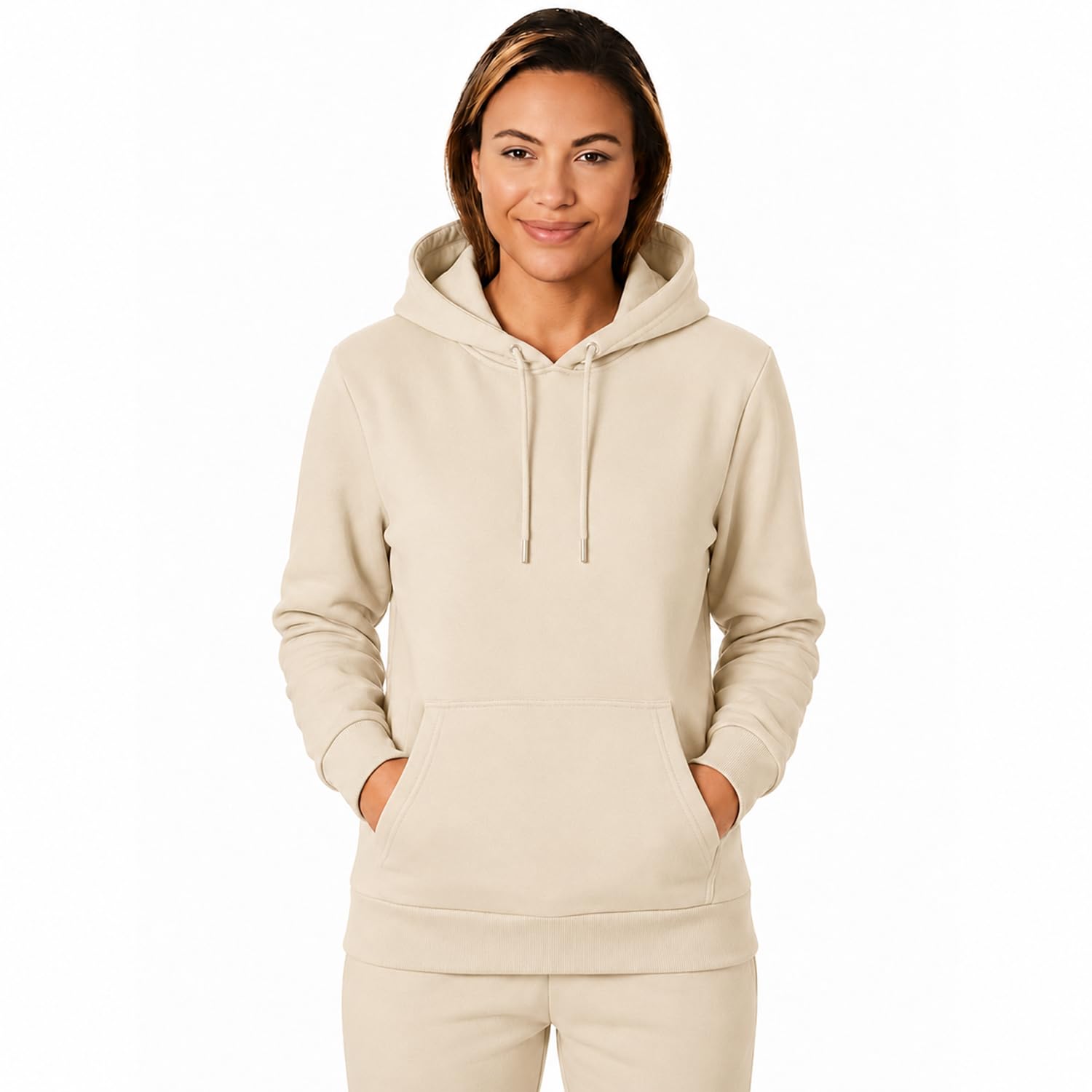 Light & Shade Women’s Fleece Pullover Hoodie with Pocket Soft Hooded Sweatshirt with Drawstring Casual Lounge & Gym Wear (Sand, S)