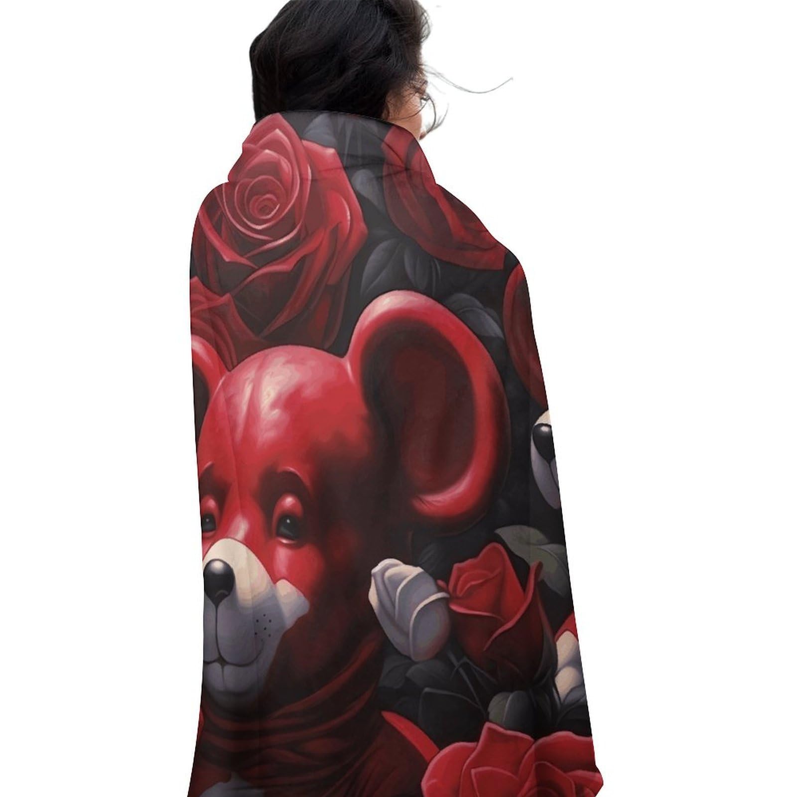 Couverture ronde ours et roses pour vos pique-niques et salons