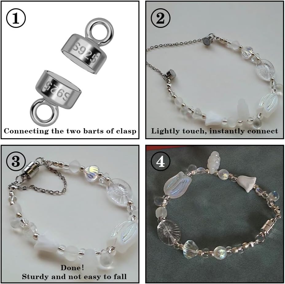 925 Sterling Silver Magnetic Necklace Clasps and Closures,Silver Necklace Extender,Bracelet Clasps,Chain Extenders for Necklaces,Necklace Magnetic Clasp,Necklace Clasp for Jewelry Making Supplies