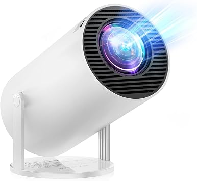 Built-in Apps & Android 14.0 Mini Projector Portable 30000 Lux Projector 4K Supported 180  Rotation & Auto Keystone, Outdoor Compatible with TV Stick/Windows/iOS/Android/HDMI/USB white, 17 * 8 * 10