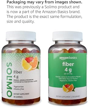 Amazon Basics Soft Fiber Gummies for Digestive Health and Regularity, Orange, Lemon & Strawberry Flavors, 90 Count, Pack of 1 (Previously Solimo)