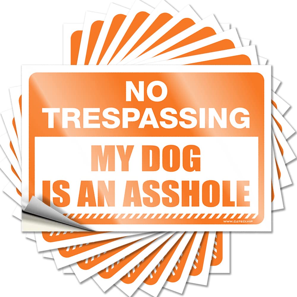 Car Stickers Funny No Trespassing My Dog is an Ass-le Funny Sticker 10 Pcs Funny Bumper Stickers Inappropriate Stickers(8X12CM)