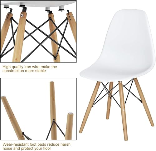 Miniatura 5 de NAFORT Juego de sillas de comedor para 4, juego de 4 sillas de salón con respaldo, patas de madera y almohadillas antiarañazos, silla de concha de