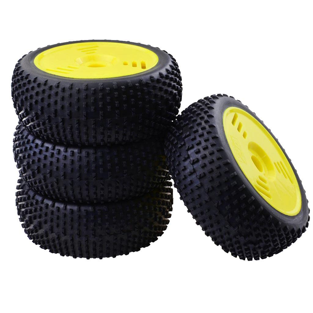 SM SunniMix 4 Piezas/ 1/8 Buggy RC Ruedas Neumático de Goma para HSP, Coche Modelo RC, Amarillo