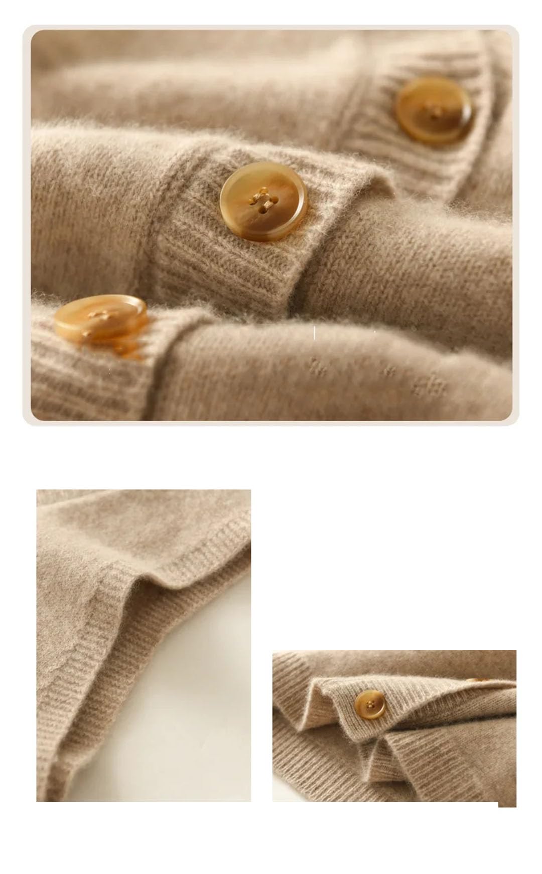 Cardigan en laine mélangée pour femme - Col en V - Sans manches - Boutons