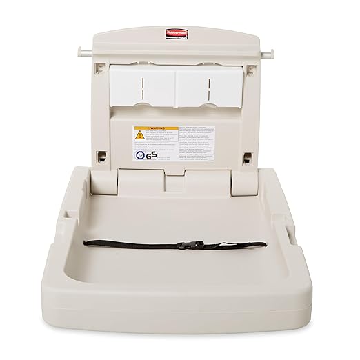Rubbermaid Commercial Products Vertical Baby Changing Station, Light Platinum, Wall-Mounted Fold-Down Diaper Change Table with Safety Straps for Restaurants/Hotels/Schools/Airports